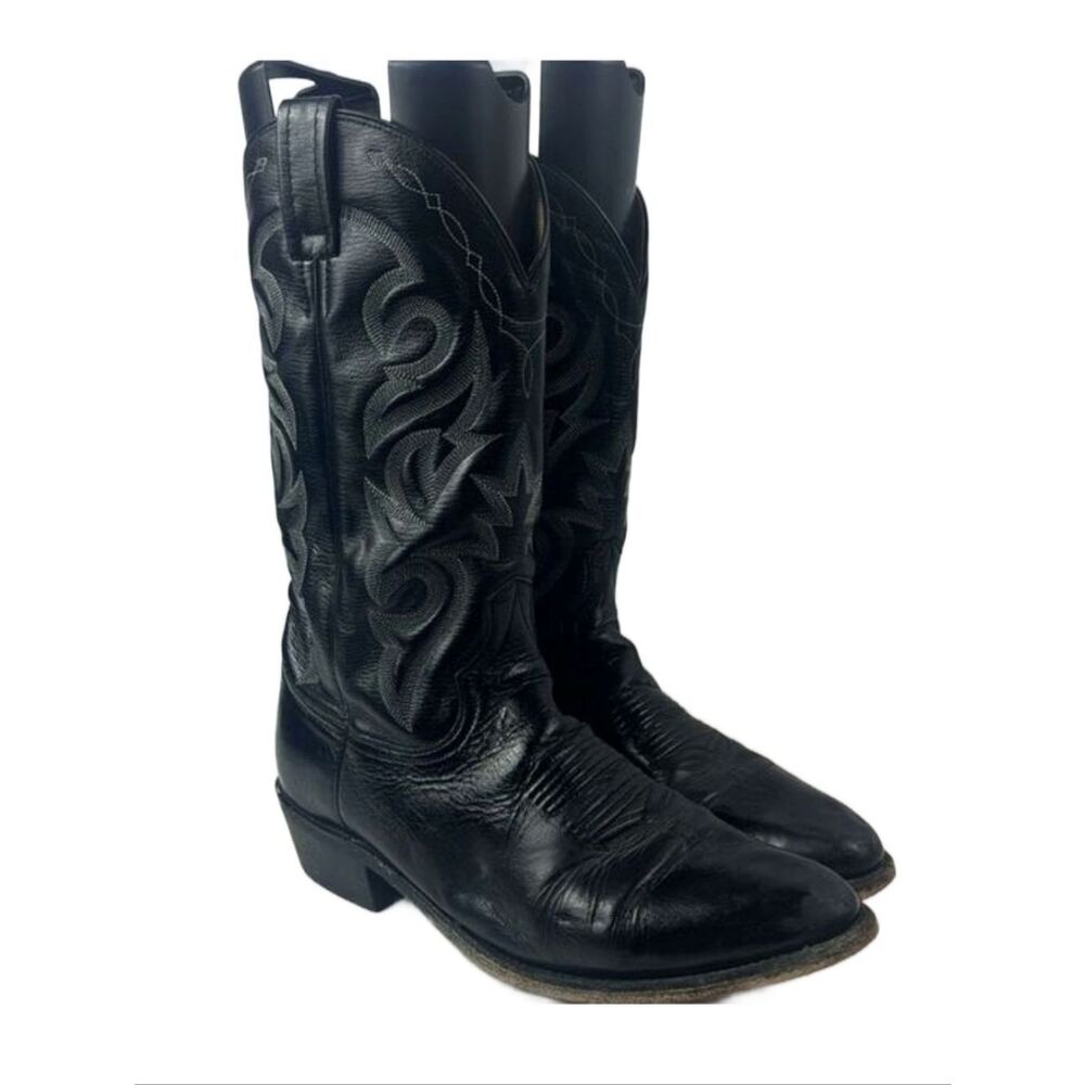 Dan Post Milwaukee Black Leather Cowboys Boots